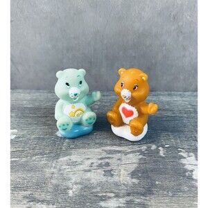2 Vintage TCFC Care Bears Toy Figures Cake Toppers On Cloud